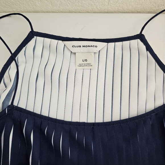 Club Monaco Blue & White Accordion Pleated Camisole Tank Blouse - Picture 5 of 8